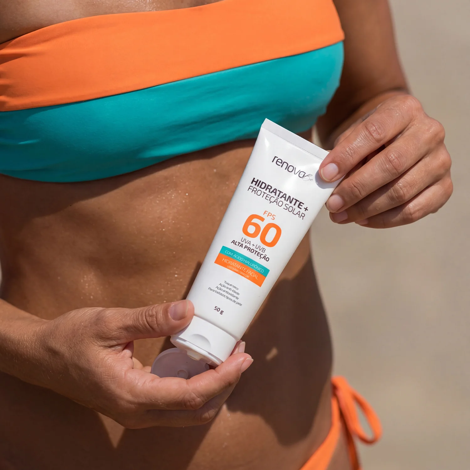 Hidratante Facial + Proteção Solar FPS 60 UVA/UVB Com Ácido Hialurônico - Image 3